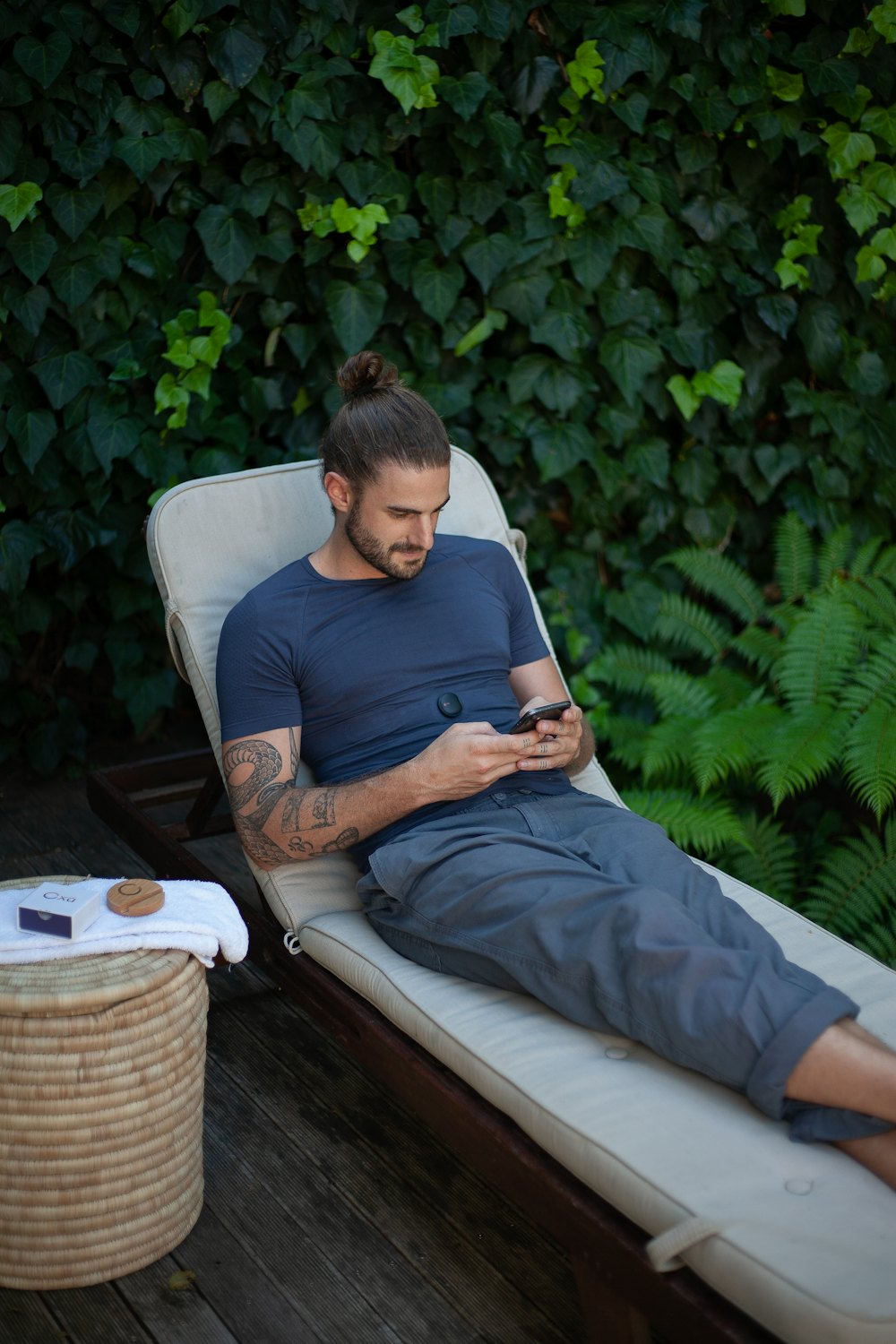 A man using a health program on his phone